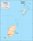 Digital Grenada map in Adobe Illustrator vector format