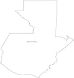 Digital Black & White Guatemala map in Adobe Illustrator EPS vector format
