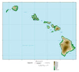 Hawaii Map with Contour Background
