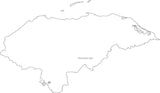 Digital Black & White Honduras map in Adobe Illustrator EPS vector format