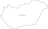 Digital Black & White Hungary map in Adobe Illustrator EPS vector format