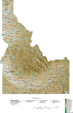 Idaho Map  with Contour Background - Cut Out Style