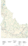 Detailed Idaho Cut-Out Style Digital Map with County Boundaries, Cities, Highways, and more