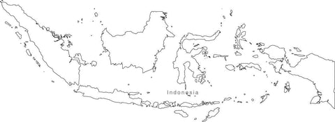 Digital Black & White Indonesia map in Adobe Illustrator EPS vector format