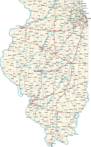 Illinois State Map - Cut Out Style - Fit Together Series