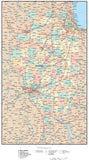 Illinois Map with Counties, Cities, County Seats, Major Roads, Rivers and Lakes
