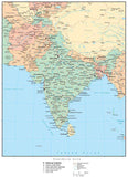 Southern Asia Map with Countries  Capitals  Cities  Roads and Water Features