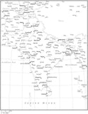 Black & White Southern Asia Map with Countries, Capitals and Major Cities - IND-XX-533827