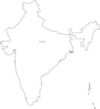 Digital Black & White India map in Adobe Illustrator EPS vector format