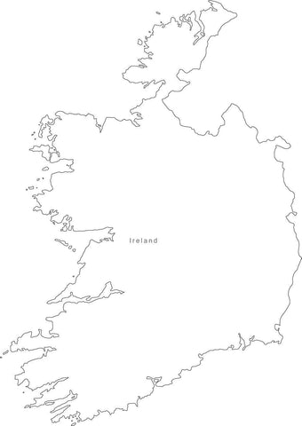Digital Black & White Ireland map in Adobe Illustrator EPS vector format