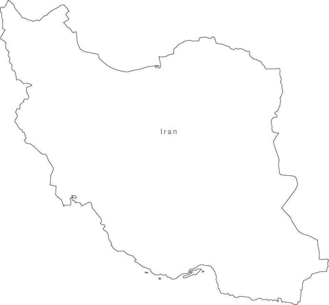 Digital Black & White Iran map in Adobe Illustrator EPS vector format