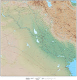 High Detail Iraq Map Plus Terrain - 25 inches by 25 inches