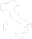 Digital Black & White Italy map in Adobe Illustrator EPS vector format