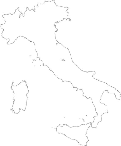 Digital Black & White Italy map in Adobe Illustrator EPS vector format