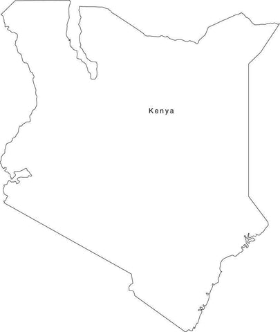 Digital Black & White Kenya map in Adobe Illustrator EPS vector format