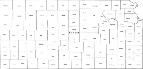 Digital KS Map with Counties - Black & White