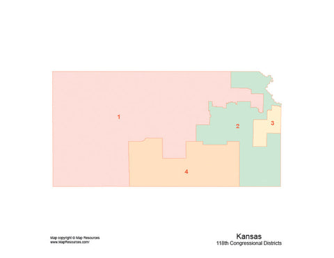 Digital Kansas Map with 2022 Congressional Districts