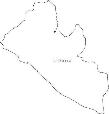 Digital Black & White Liberia map in Adobe Illustrator EPS vector format