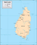 Digital Saint Lucia map in Adobe Illustrator vector format