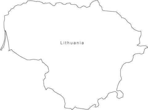 Digital Black & White Lithuania map in Adobe Illustrator EPS vector format