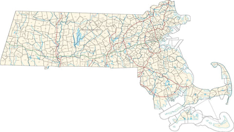 Massachusetts Map with Minor Civil Divisions