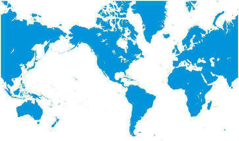Digital World Single Color Blank Outline Map in Blue - America Centered