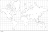 Digital Mercator Projection World Blank Outline Map - Black & White