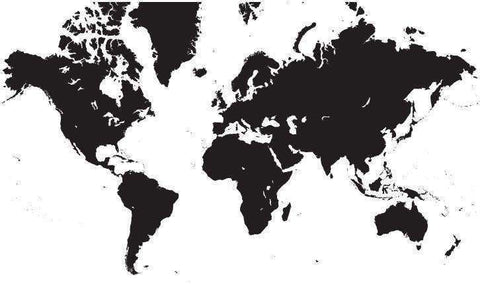 Digital World Single Color Blank Outline Map in Black - America Centered