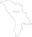 Digital Black & White Moldova map in Adobe Illustrator EPS vector format