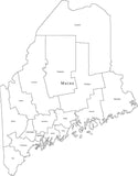 Digital ME Map with Counties - Black & White