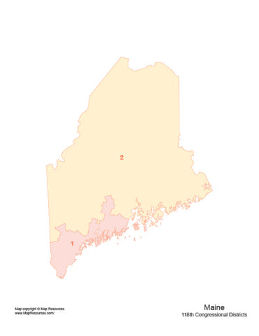 Digital Maine Map with 2022 Congressional Districts