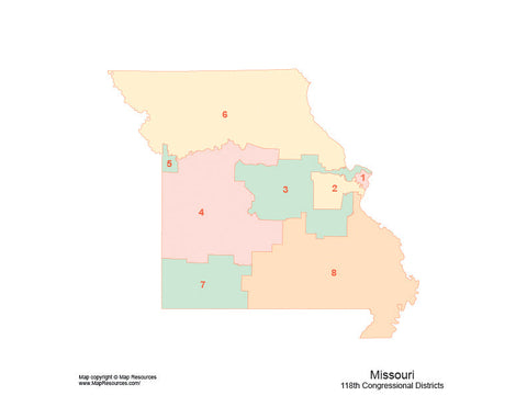 Digital Missouri Map with 2022 Congressional Districts