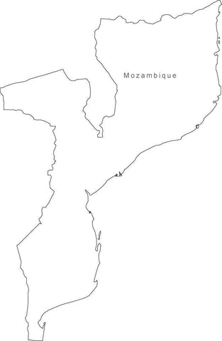 Digital Black & White Mozambique map in Adobe Illustrator EPS vector format