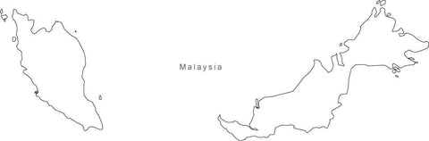 Digital Black & White Malaysia map in Adobe Illustrator EPS vector format