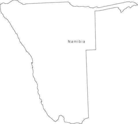 Digital Black & White Namibia map in Adobe Illustrator EPS vector format