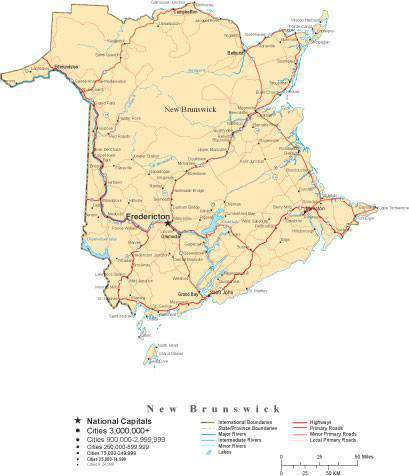 New Brunswick Province Map - Cut-Out Style