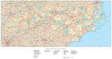 Detailed North Carolina Digital Map with Counties, Cities, Highways, Railroads, Airports, and more