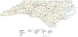 Detailed North Carolina Cut-Out Style Digital Map with County Boundaries, Cities, Highways, and more
