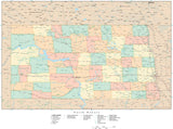 Detailed North Dakota Digital Map with Counties, Cities, Highways, Railroads, Airports, and more