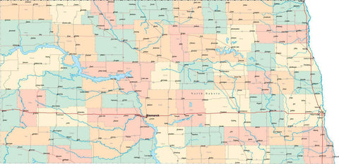 North Dakota State Map - Multi-Color Style - Fit Together Series
