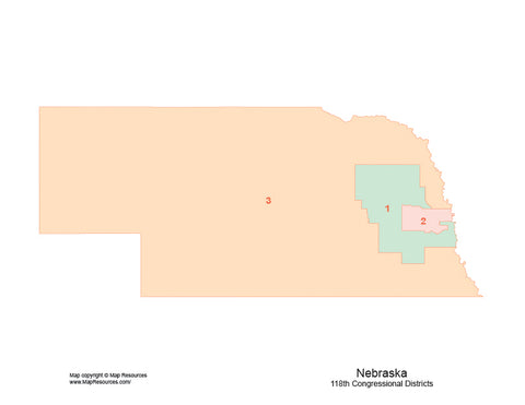 Digital Nebraska Map with 2022 Congressional Districts