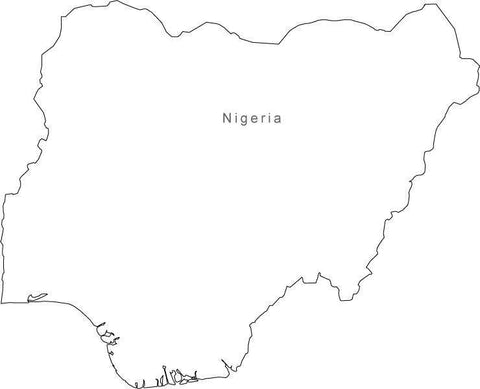 Digital Black & White Nigeria map in Adobe Illustrator EPS vector format