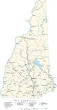 New Hampshire Map - Cut Out Style - with Capital, County Boundaries, Cities, Roads, and Water Features