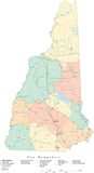 Detailed New Hampshire Cut-Out Style Digital Map with Counties, Cities, Highways, and more