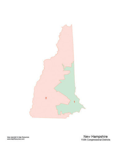Digital New Hampshire Map with 2022 Congressional Districts