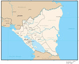 Nicaragua Digital Vector Map with Departments
