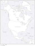 Digital North America Map - Black & White with Grayscale Ocean Fill