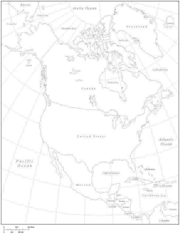 Digital North America Map - Black & White