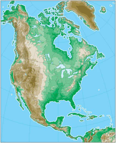 North America Map with Land Contours