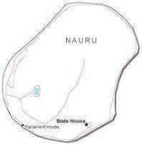 Nauru Black & White Map with Capital Major Cities and Roads